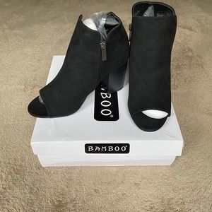 BAMBOO Suede Open Toe Bootie
